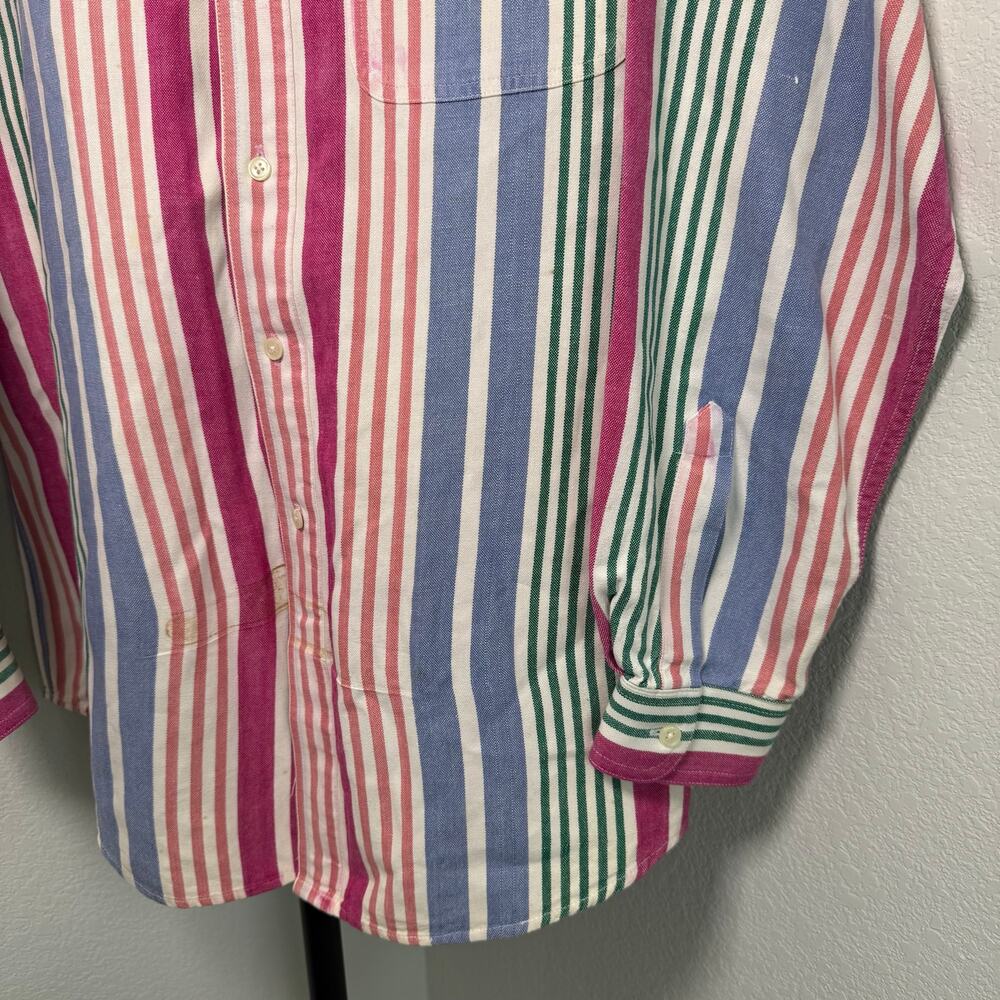 Vintage 90s I.N.C International Concepts Colorful Striped Button Up Shirt Medium - Picture 6 of 15